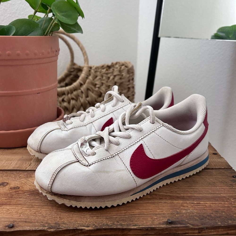 Youth Nike White and Red Sneakers